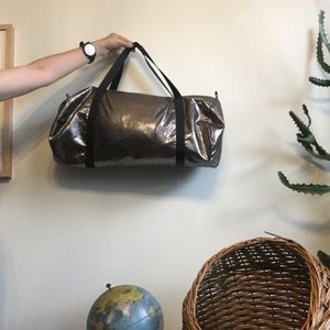 American Apparel silver metallic duffel bag